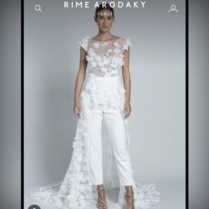 LIKE NEW! RIME ARODAKY ISLA JUMPSUIT ~ SIZE 36 ~ 3D APPLIQUE & TRAIN